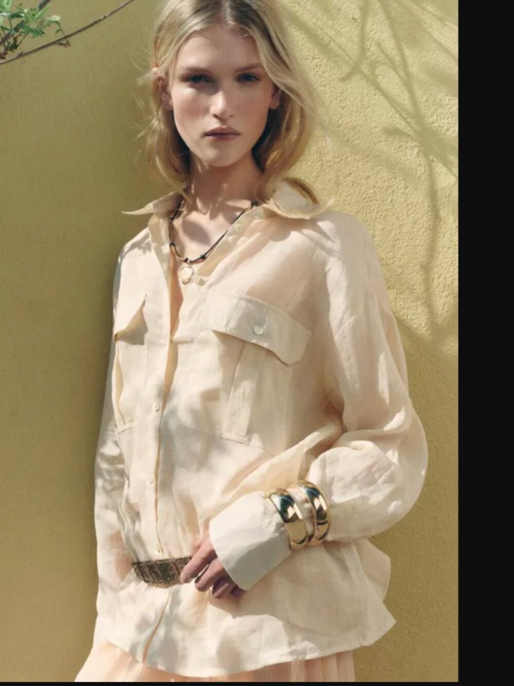 Zara ZW Collection Women Ecru 100% Ramie Shirt Size S NWOT - Picture 3 of 8